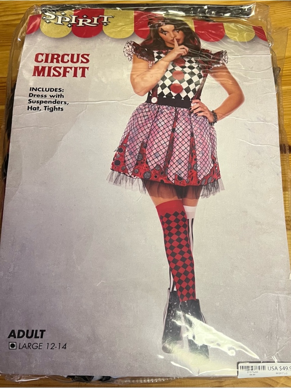 Spirit Circus Misfit Costume — Red, Black, White